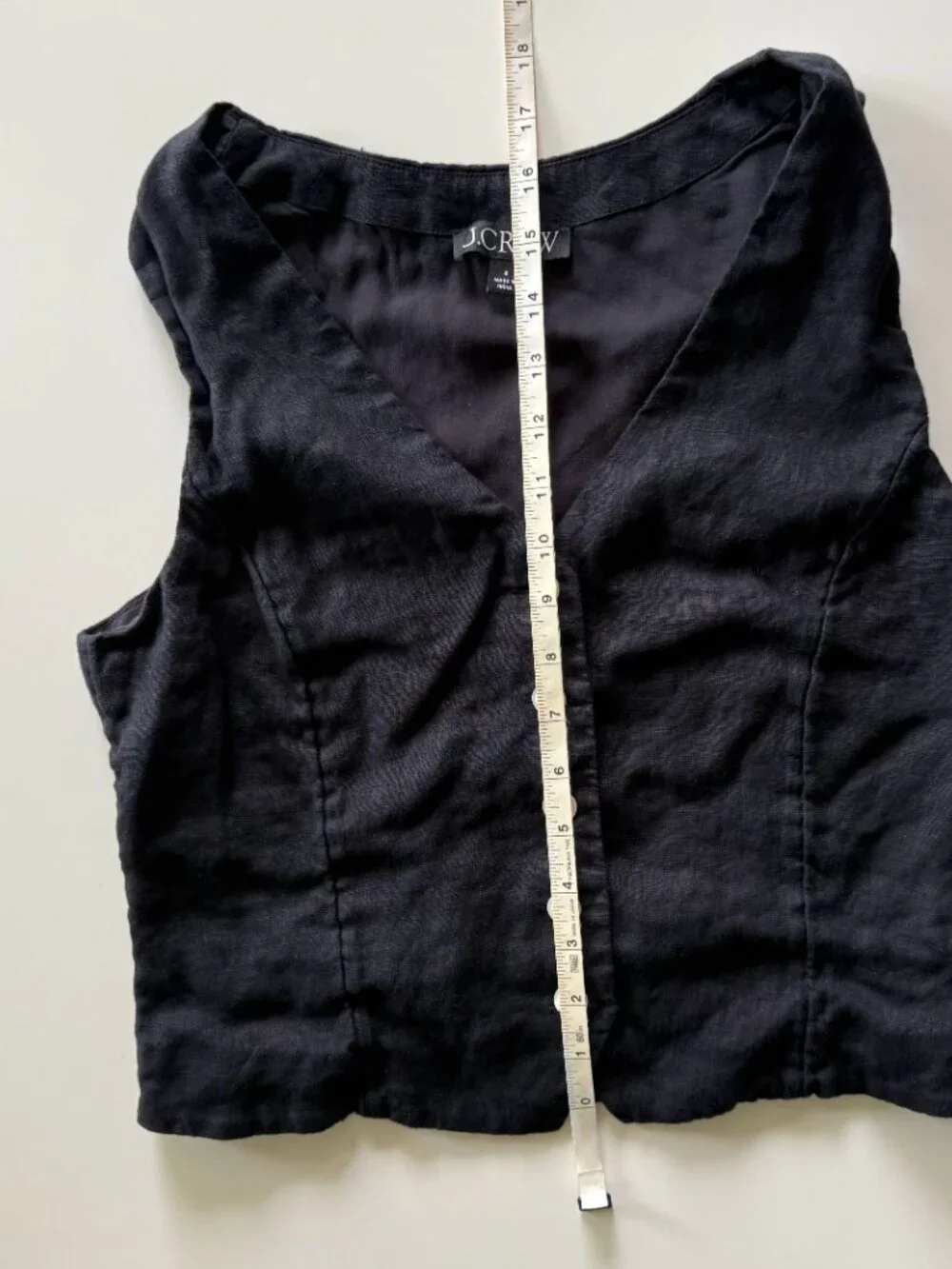 J.Crew Slim-Fit Linen Vest Black Tailored Button Waistcoat Size 4 BY698